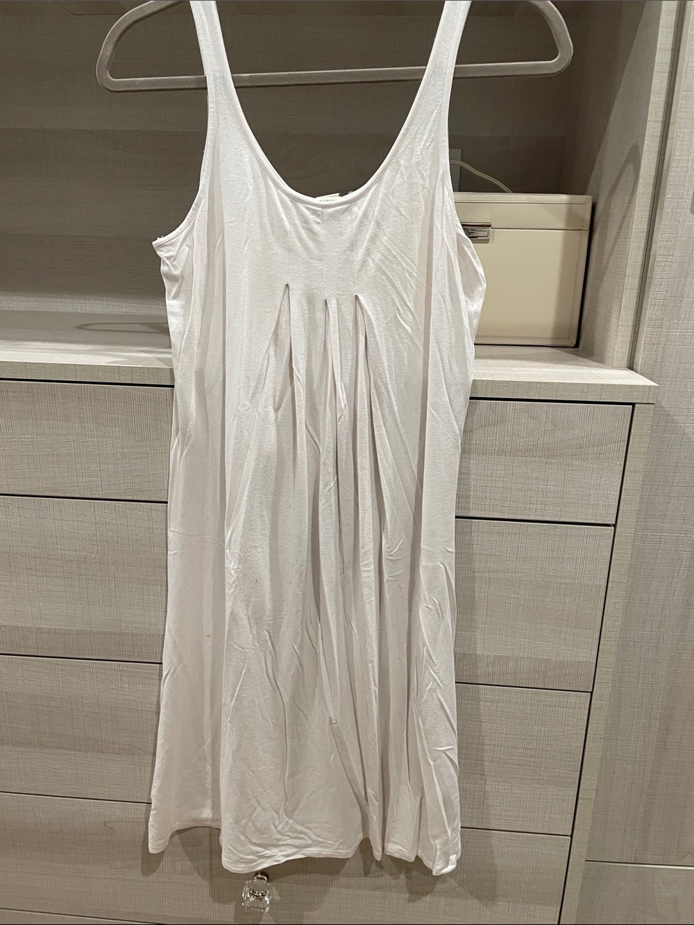 White + Warren White Sleeveless Pleated Slip Dress